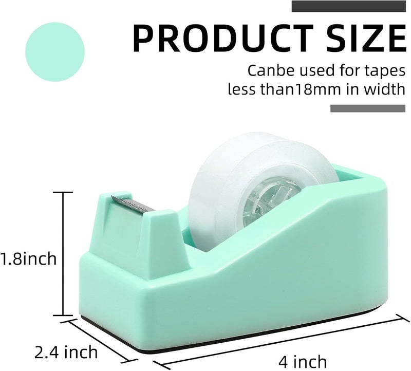 ROSEUP Desktop Tape Dispenser Heavy Duty Desk Accessories Floral Office Tape Dispensers, Weighted Non-Skid Base, Macaron Green - Image 2